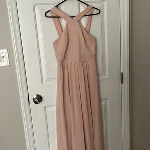 Sand pink color bridesmaid dress.